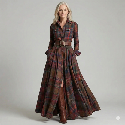 Hannah – Elegant Long Check Dress for Women - Image 5