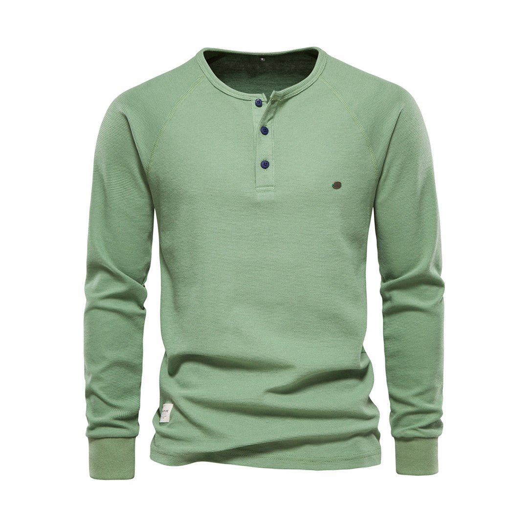 Ethan - Koszulka męska longsleeve z długim rękawem i dekoltem henley