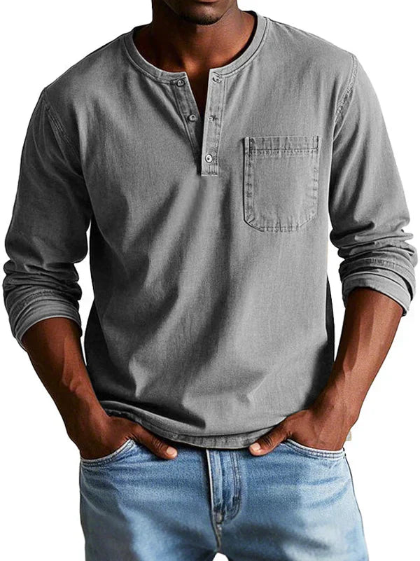 Liam – Men Long Sleeve Henley Shirt - Image 4