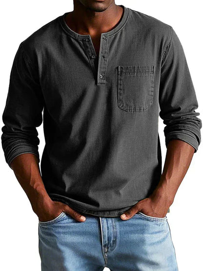 Liam – Men Long Sleeve Henley Shirt - Image 5
