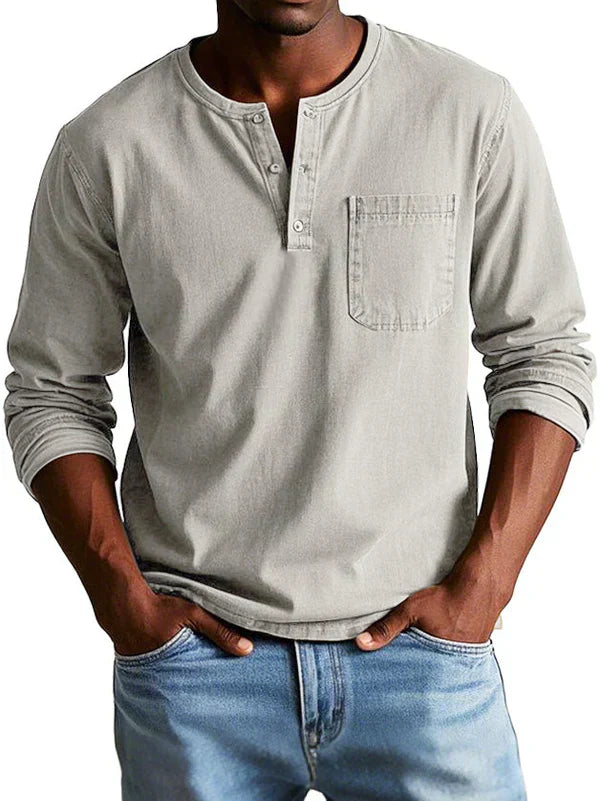 Liam – Men Long Sleeve Henley Shirt - Image 6
