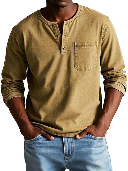 Liam – Men Long Sleeve Henley Shirt - Image 7