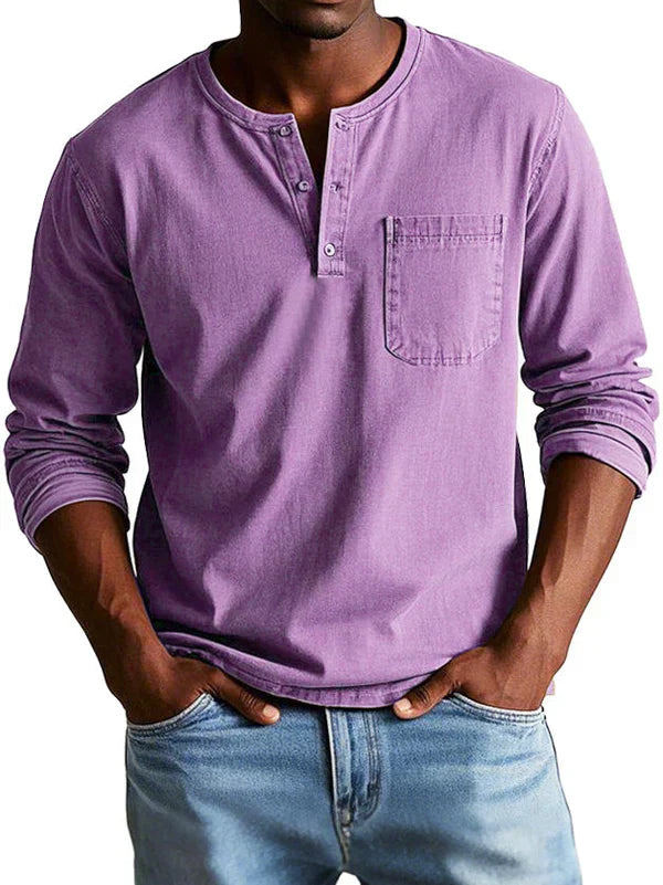 Liam – Men Long Sleeve Henley Shirt - Image 8