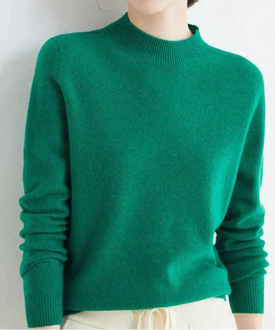 Sweter damski z okrągłym dekoltem i długim rękawem - 23 - Livia-Moda