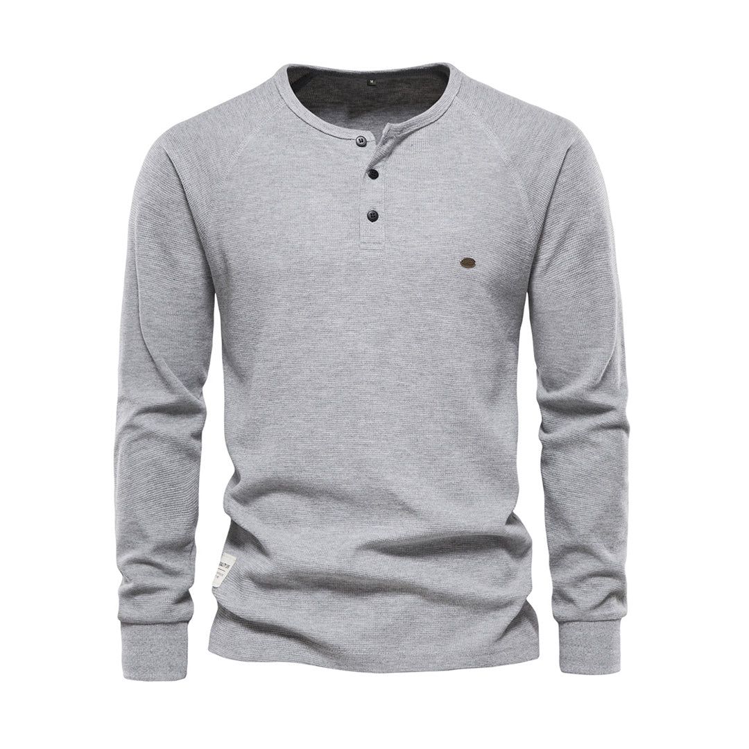 Ethan - Koszulka męska longsleeve z długim rękawem i dekoltem henley