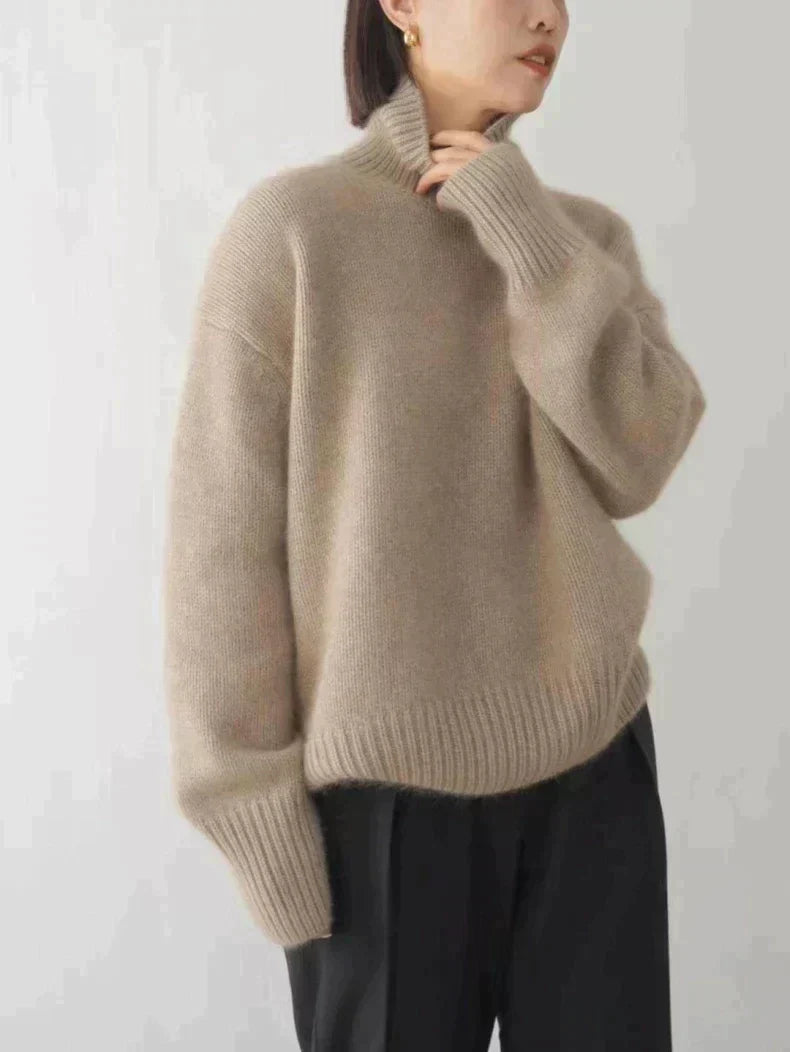 Amara - Damski sweter oversize z golfem miękki
