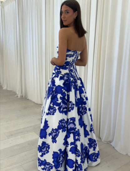 Paula – Elegant Draped Floral Maxi Dress for Women - Image 2
