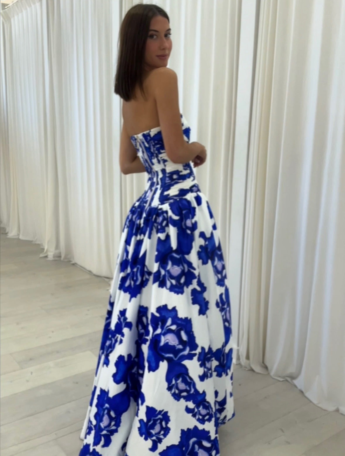 Paula – Elegant Draped Floral Maxi Dress for Women - Image 3
