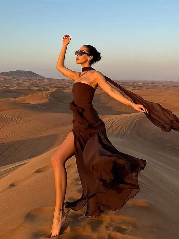 Sabine – Elegant  High-Slit Maxi Dress for Women - Image 6