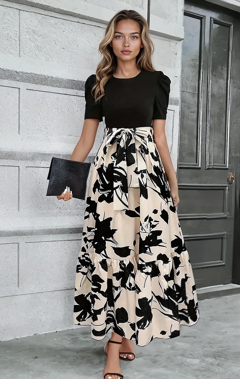 Julia – Elegant Bow-Tie Waist Maxi Dress for Women - Image 1