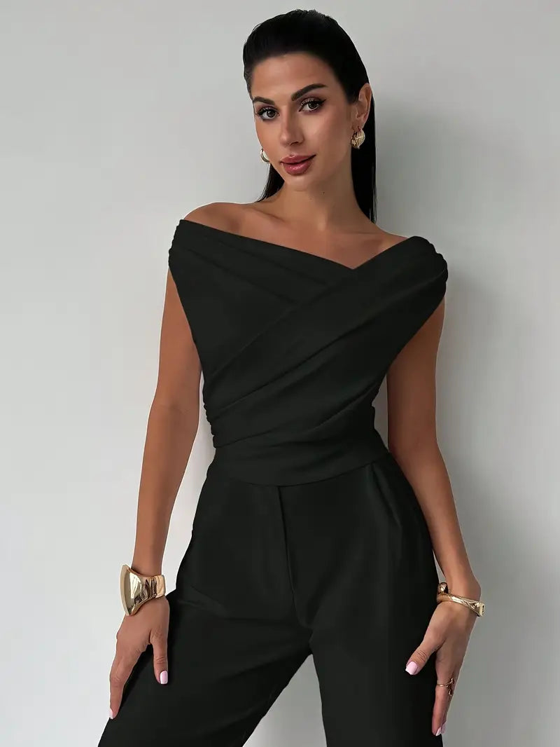 Mira –  Grace Draped Shoulder Top Blouse - Image 11