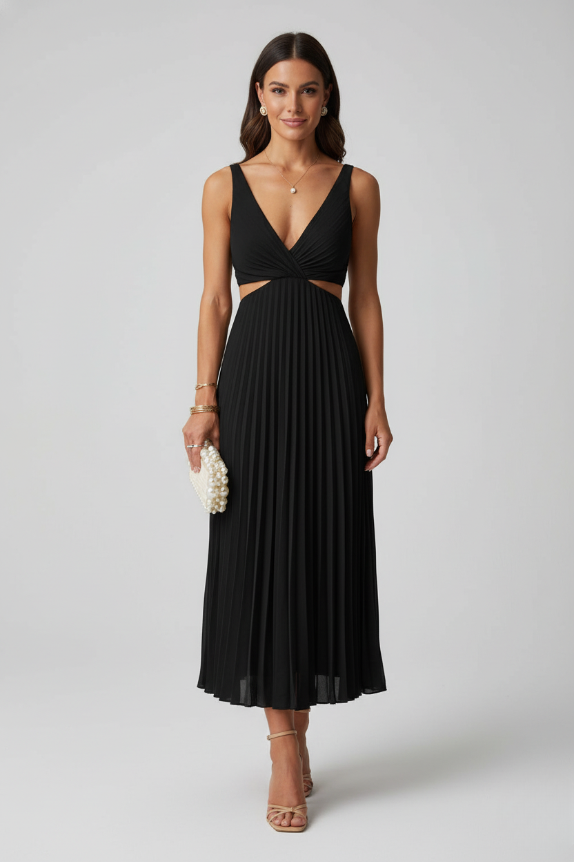 Nadine – Elegant Pleated Wedding Guest Midi Dress for Women - Image 5