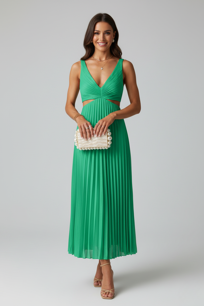 Nadine – Elegant Pleated Wedding Guest Midi Dress for Women - Image 6