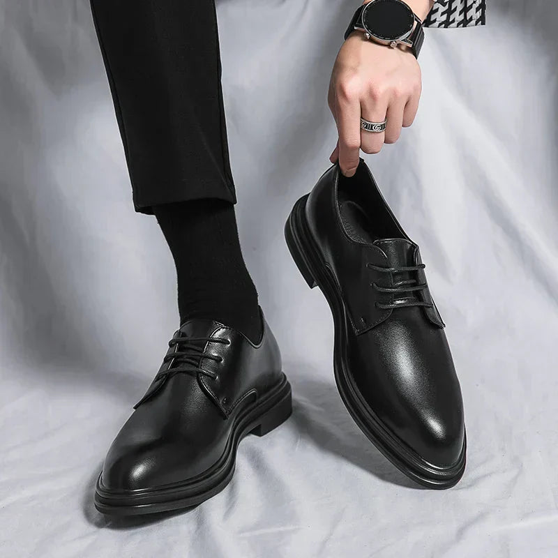 Karl – Men Shiny Lace-Up Derby Shoes - Image 2
