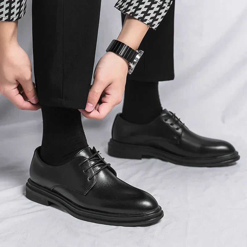 Karl – Men Shiny Lace-Up Derby Shoes - Image 3