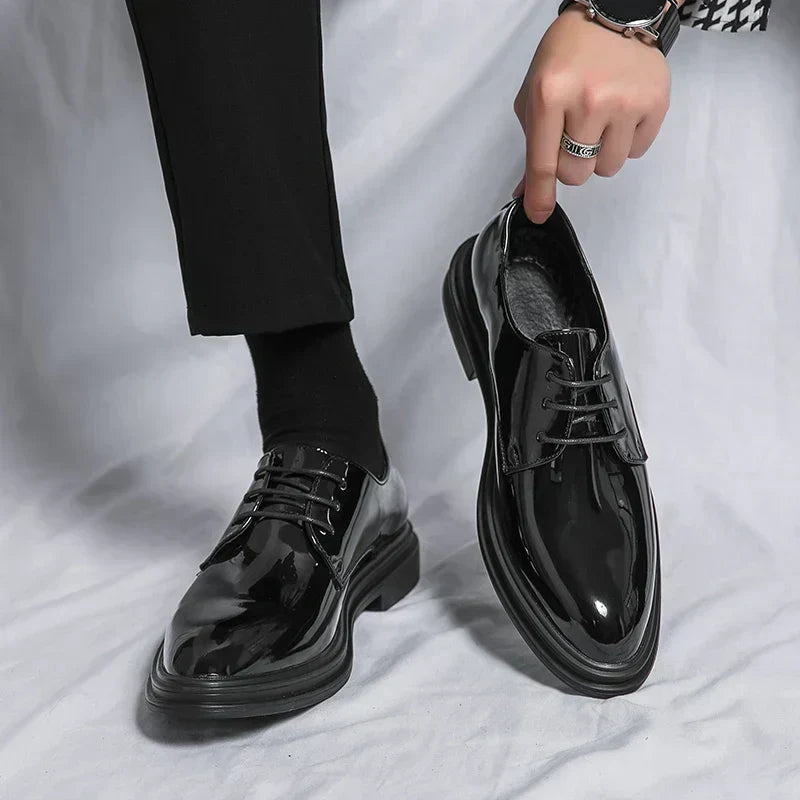 Karl – Men Shiny Lace-Up Derby Shoes - Image 4