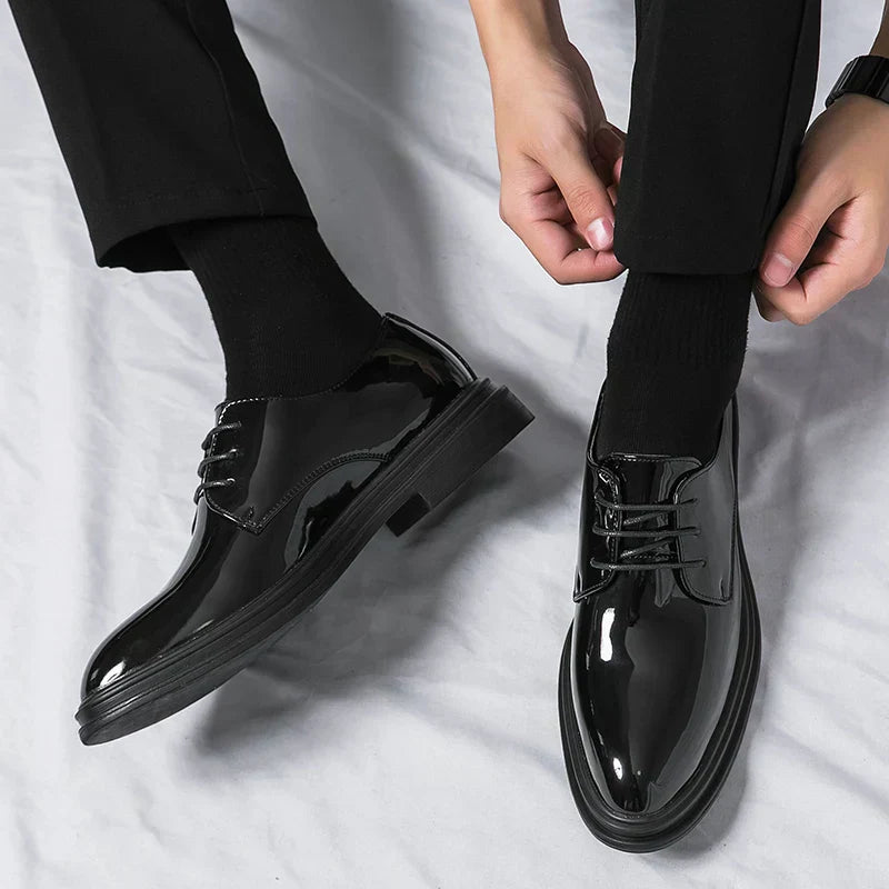 Karl – Men Shiny Lace-Up Derby Shoes - Image 5