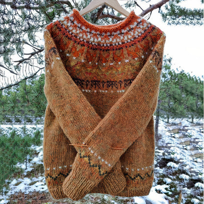 Zofia – Dzianinowy Sweter z Okrągłym Dekoltem