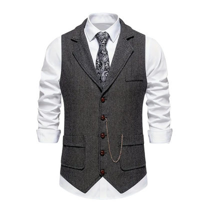 Felix – Stylish Herringbone Waistcoat Vest - Image 2