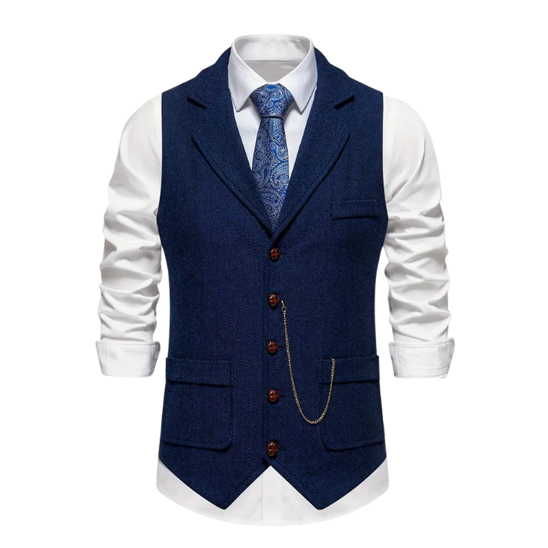 Felix – Stylish Herringbone Waistcoat Vest - Image 3