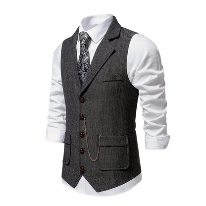 Felix – Stylish Herringbone Waistcoat Vest - Image 5