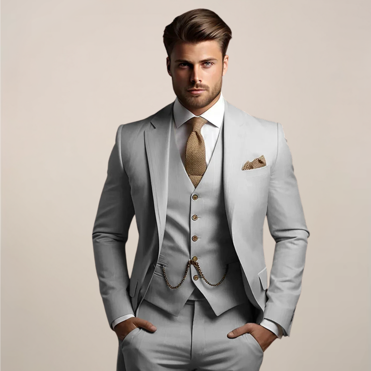 Karl – Elegant Spring Three-Piece Formal Suit for Men - Image 1