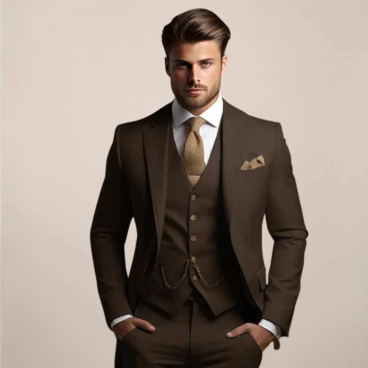 Garnitur męski trzyczęściowy damski slim fit z kamizelką - 3 - Livia-Moda