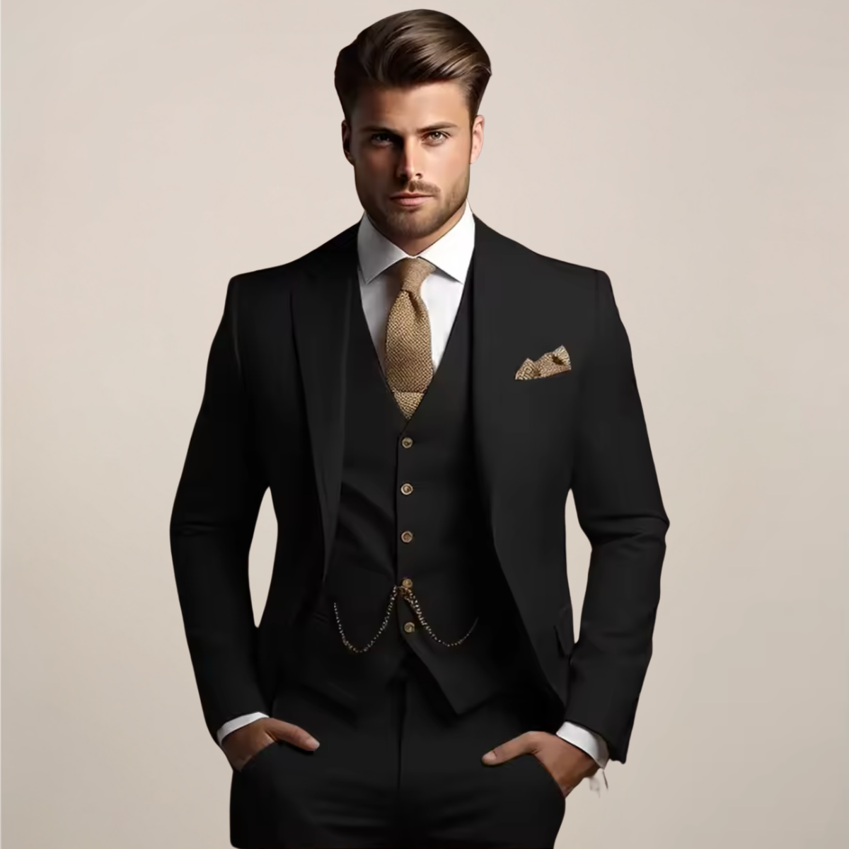 Garnitur męski trzyczęściowy damski slim fit z kamizelką - 4 - Livia-Moda