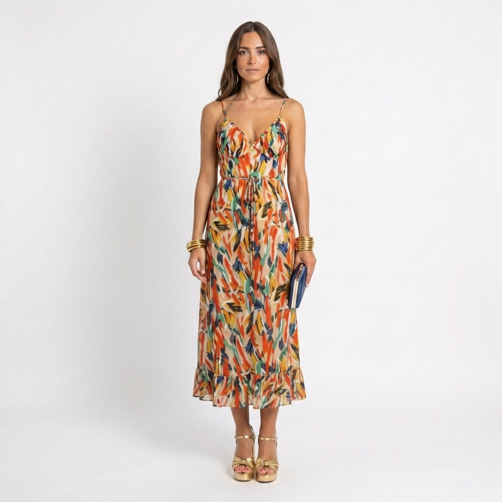 Emma – Elegant Printed with straps Dress for Women - Image 1