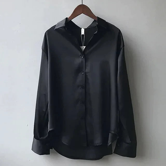 Gabriele – Women Button Down Satin Blouses - Image 4