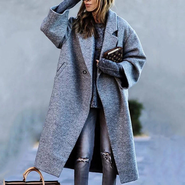 Lena – Oversize Płaszcz Damski w Modną Kratę
