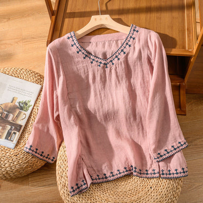 Cornelia – Women Pattern V-Neck Blouse - Image 2