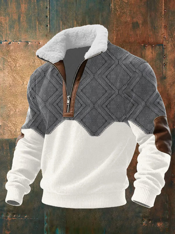 Arthur – Teksturowany sweter męski z półzamkiem o nowoczesnym kroju