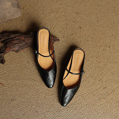 Elvira – Women Mules Pointed Toe Mary Jane Strappy Flats - Image 20