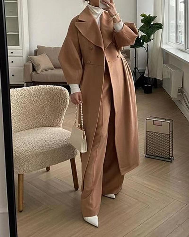 Elena - Długi welna płaszcz oversize dla kobiet