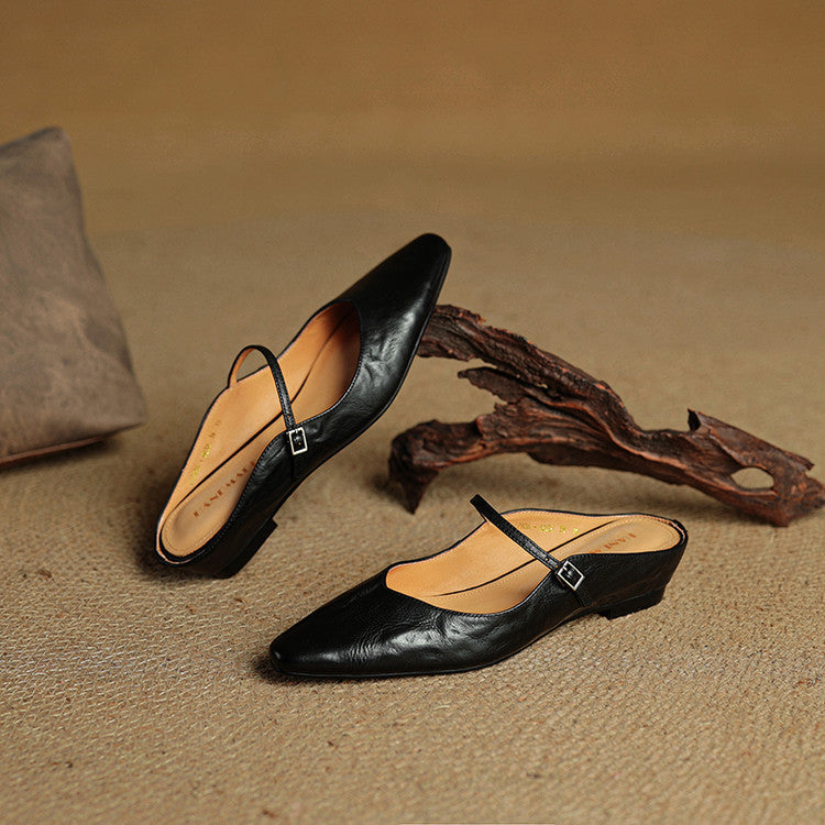 Elvira – Women Mules Pointed Toe Mary Jane Strappy Flats - Image 21