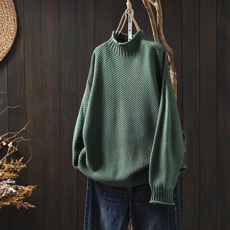 Elina - Damski sweter oversize z golfem luźny i przytulny