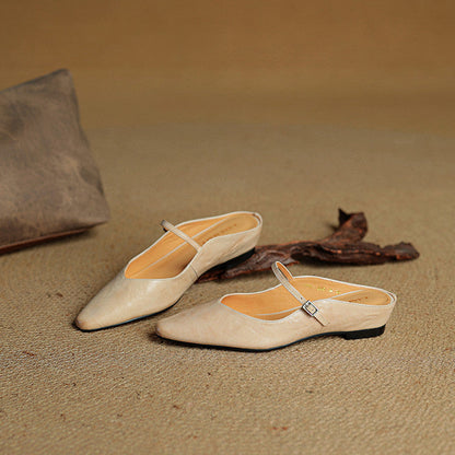 Elvira – Women Mules Pointed Toe Mary Jane Strappy Flats - Image 8