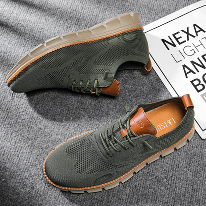 Dawid – Męskie Buty Casual z Dzianiny i Skórzanymi Detalami