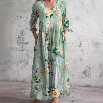 Amelie – Women V-Neck and Floral Pattern Dress - Image 3