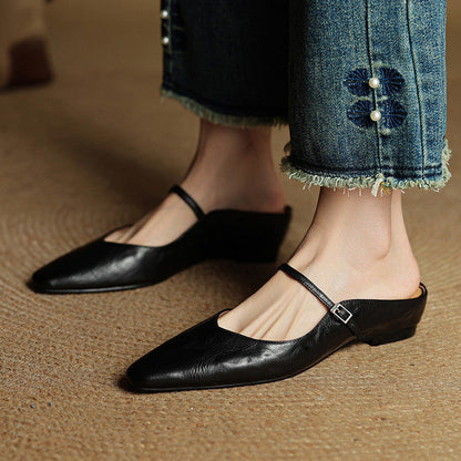 Elvira – Women Mules Pointed Toe Mary Jane Strappy Flats - Image 17