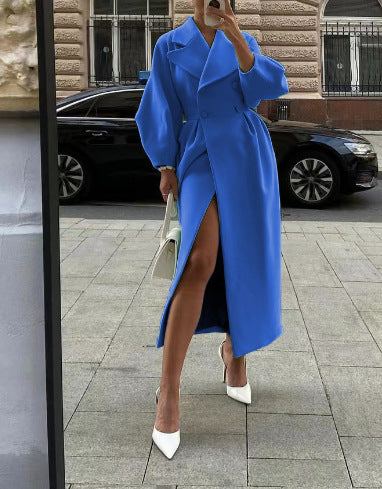Elena - Długi welna płaszcz oversize dla kobiet