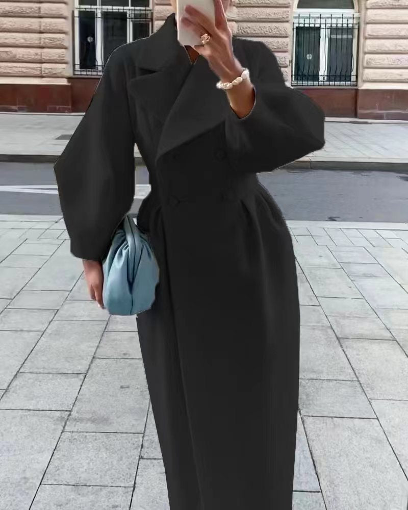 Elena - Długi welna płaszcz oversize dla kobiet
