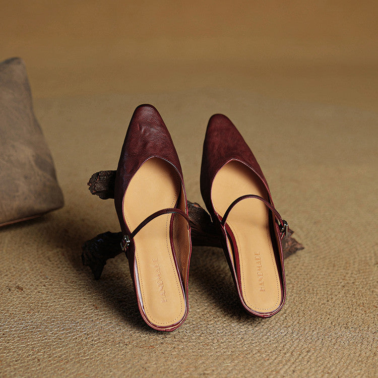Elvira – Women Mules Pointed Toe Mary Jane Strappy Flats - Image 15