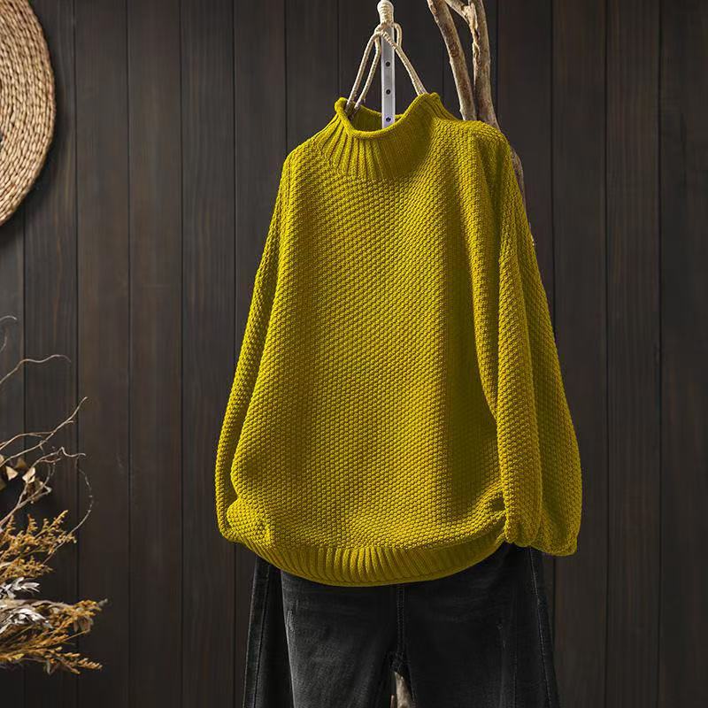 Elina - Damski sweter oversize z golfem luźny i przytulny