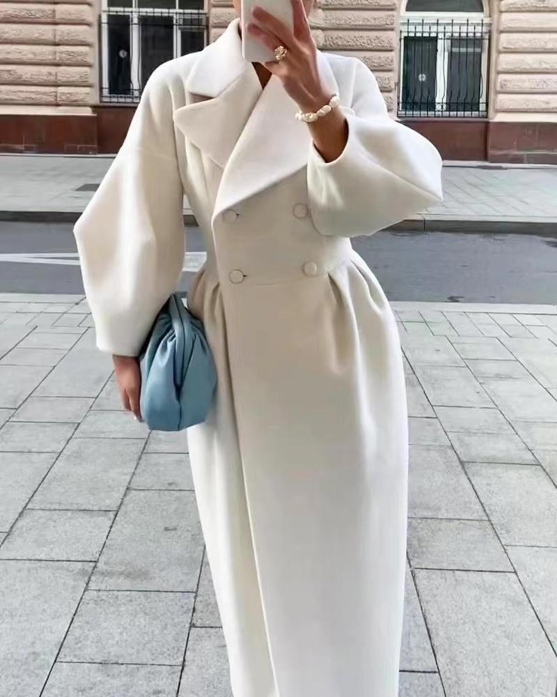 Elena - Długi welna płaszcz oversize dla kobiet