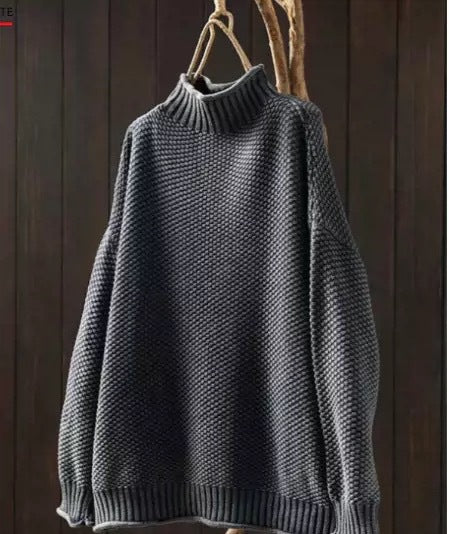 Elina - Damski sweter oversize z golfem luźny i przytulny