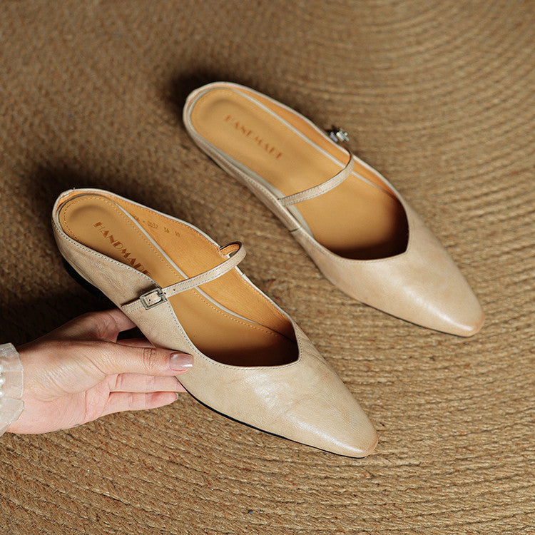 Elvira – Women Mules Pointed Toe Mary Jane Strappy Flats - Image 6