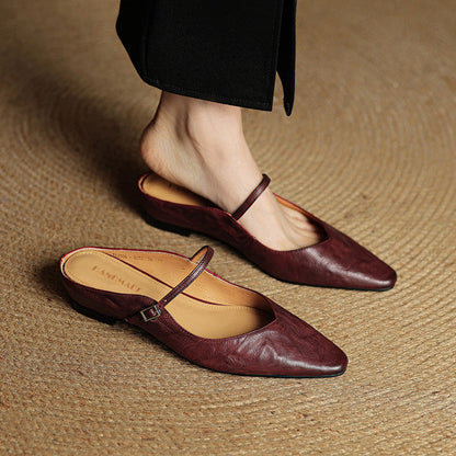 Elvira – Women Mules Pointed Toe Mary Jane Strappy Flats - Image 2