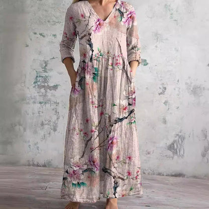 Amelie – Women V-Neck and Floral Pattern Dress - Image 2